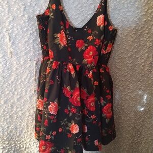 Floral Black and Red Women's Dress